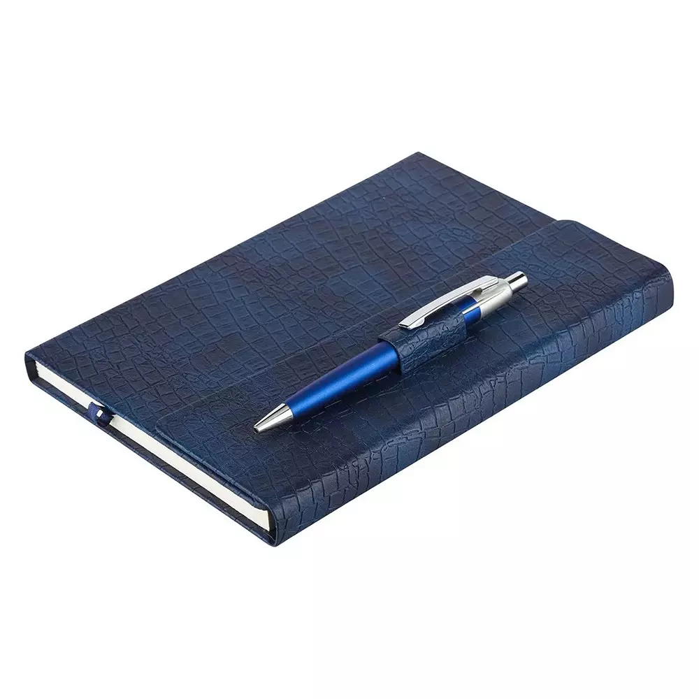 Worldone Pu Premium Notebook & Classy Metallic Ball Pen In Pen Loop Closure Size A5 Assorted Color, WPP1435