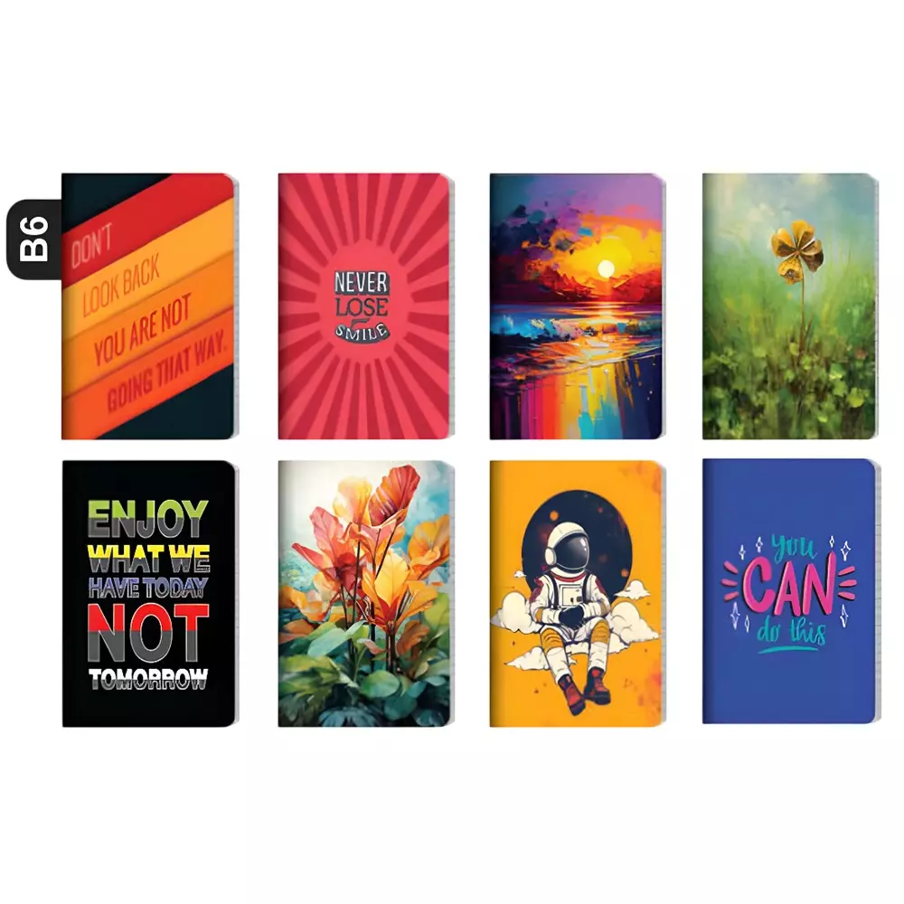Shape Soft Bound Round Corner Note Book B6 (12.5 x 17.6 cm) 192 Page Single Line Assorted, 6921