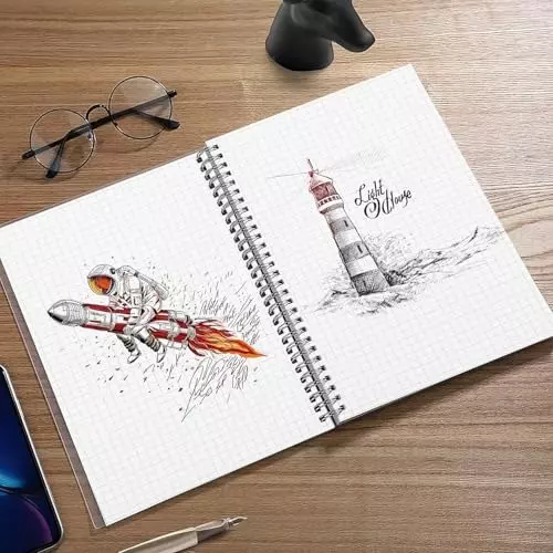 PAPERLLA Wiro-Bound Notebook 480 Page Squared A5 Size 100 GSM Paper, 2800 (Set of 3)