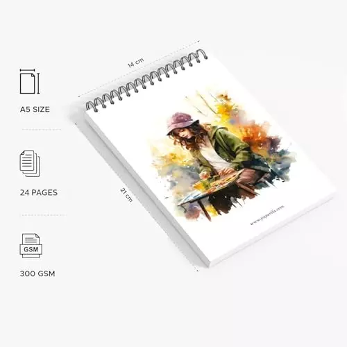 PAPERLLA Watercolour Book A5 Bleed-Free Paper 24 Perforated Pages 300 GSM, C02810