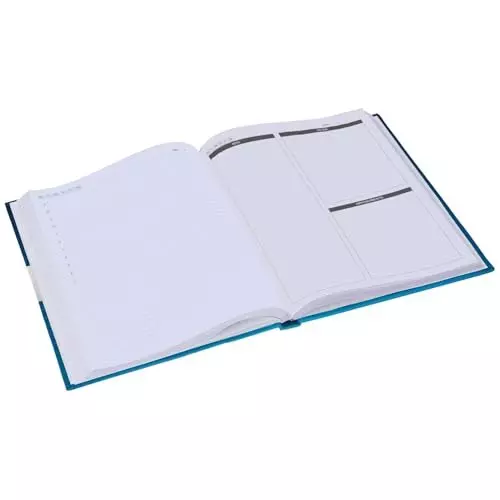 PAPERLLA Executive Diary A4 Bleed-Resistant Paper 240 Pages 70 GSM Faux Leather Cover Blue, C02604