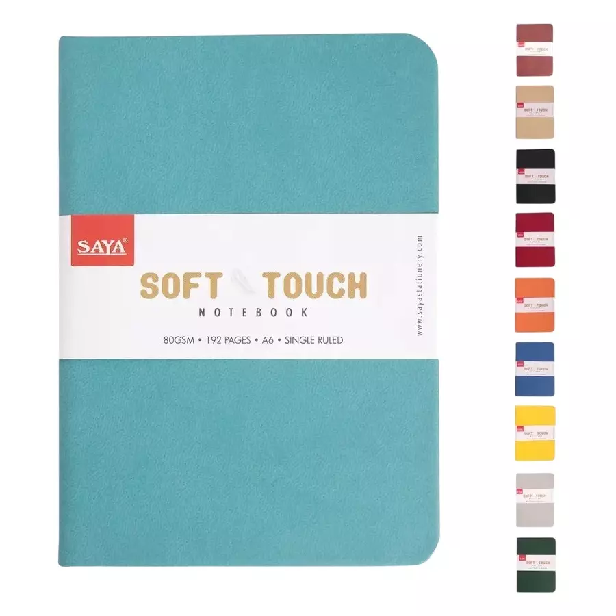 Saya Soft Touch Notebooks Multicolor 192 Pages Ruled Line 80 GSM Paper A6 Size for Office & Collage Use, SY-1404