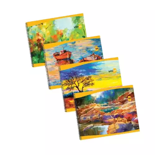 Youva by Navneet Premium Drawing Book 27.5 cm x 35 cm 36 Pages Assorted Wiro Binding 23328, (Pack of 4)