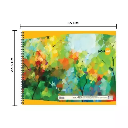 Youva by Navneet Premium Drawing Book 27.5 cm x 35 cm 36 Pages Assorted Wiro Binding 23328, (Pack of 4)