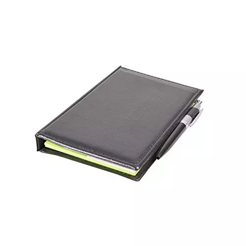 PAPERLLA Memo Note Pad & Note Book With Sticky Notes & Clip Holder 50 Sheet Plain Paper Green, C0408 (Set of 5)