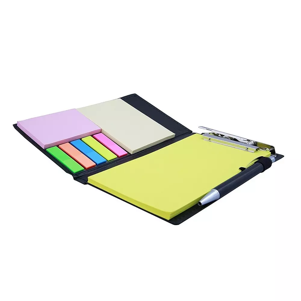 COI Memo Note Pad / Memo Note Book With Sticky Notes & Clip Holder 20 Sheets Rectangular Lemon Green
