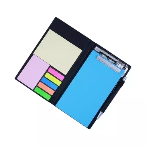 COI Memo Note Pad / Memo Note Book With Sticky Notes & Clip Holder 20 Sheets Rectangular Blue