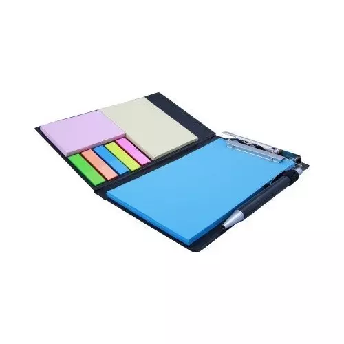COI Memo Note Pad / Memo Note Book With Sticky Notes & Clip Holder 20 Sheets Rectangular Blue