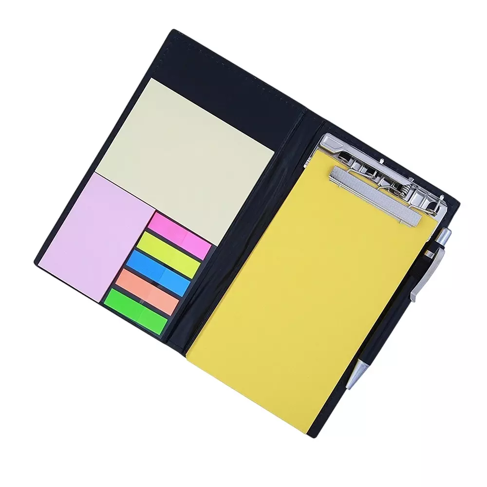 COI Memo Note Pad / Memo Note Book With Sticky Notes & Clip Holder 20 Sheets Square Yellow