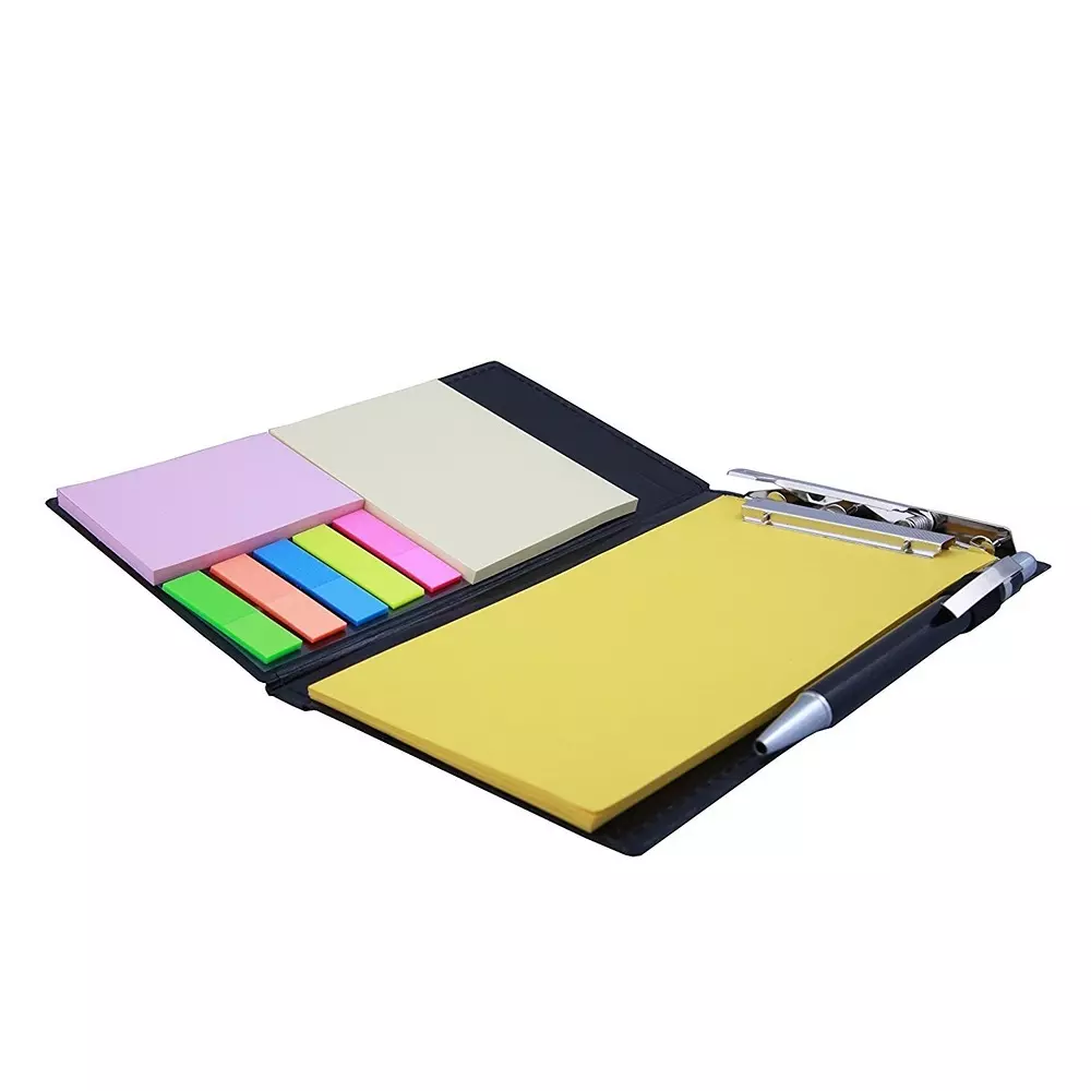 COI Memo Note Pad / Memo Note Book With Sticky Notes & Clip Holder 20 Sheets Square Yellow