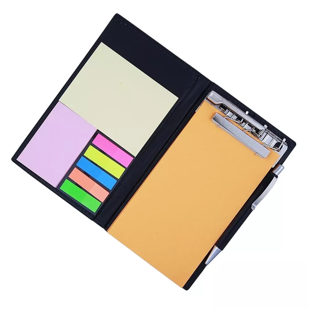 COI Memo Note Pad / Memo Note Book With Sticky Notes & Clip Holder 20 Sheets Rectangular Orange