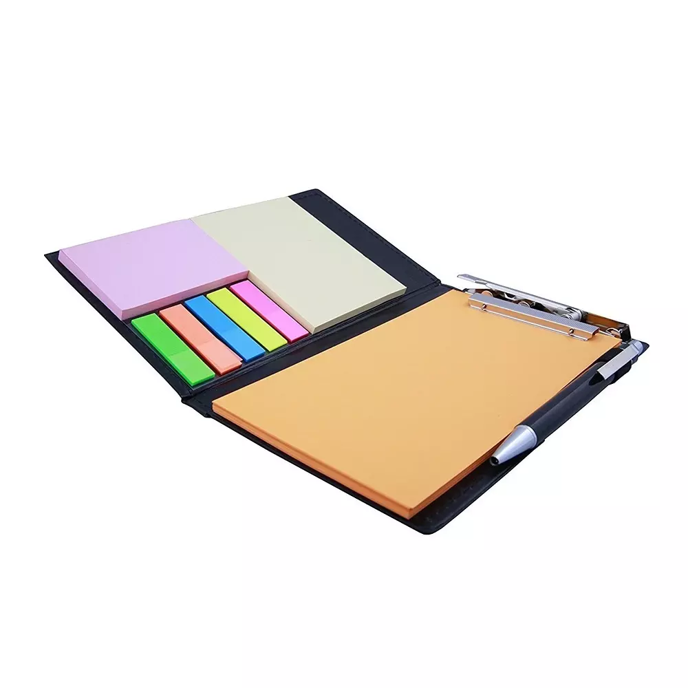 COI Memo Note Pad / Memo Note Book With Sticky Notes & Clip Holder 20 Sheets Rectangular Orange