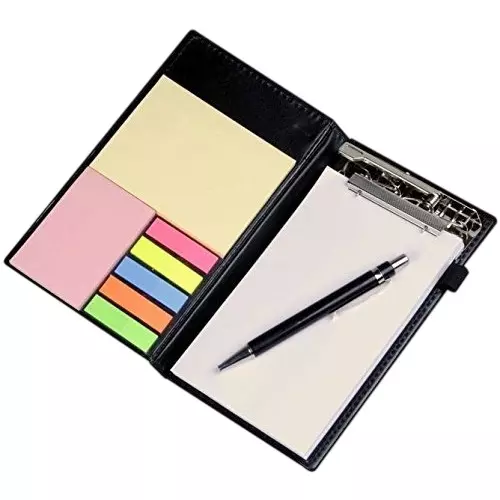 COI Note Pad/Memo Book With Sticky Notes & Clip Holder With Pen 20 Sheets Rectangular White