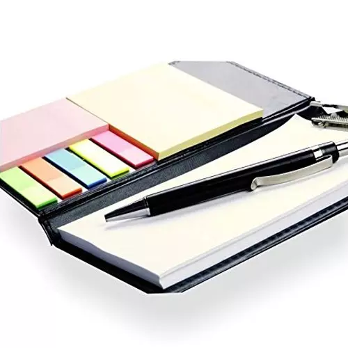 COI Note Pad/Memo Book With Sticky Notes & Clip Holder With Pen 20 Sheets Rectangular White