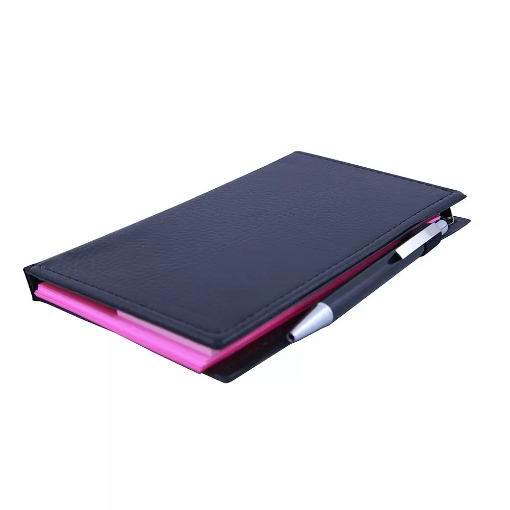 COI Memo Note Pad / Memo Note Book With Sticky Notes & Clip Holder 50 Sheets Rectangular Pink