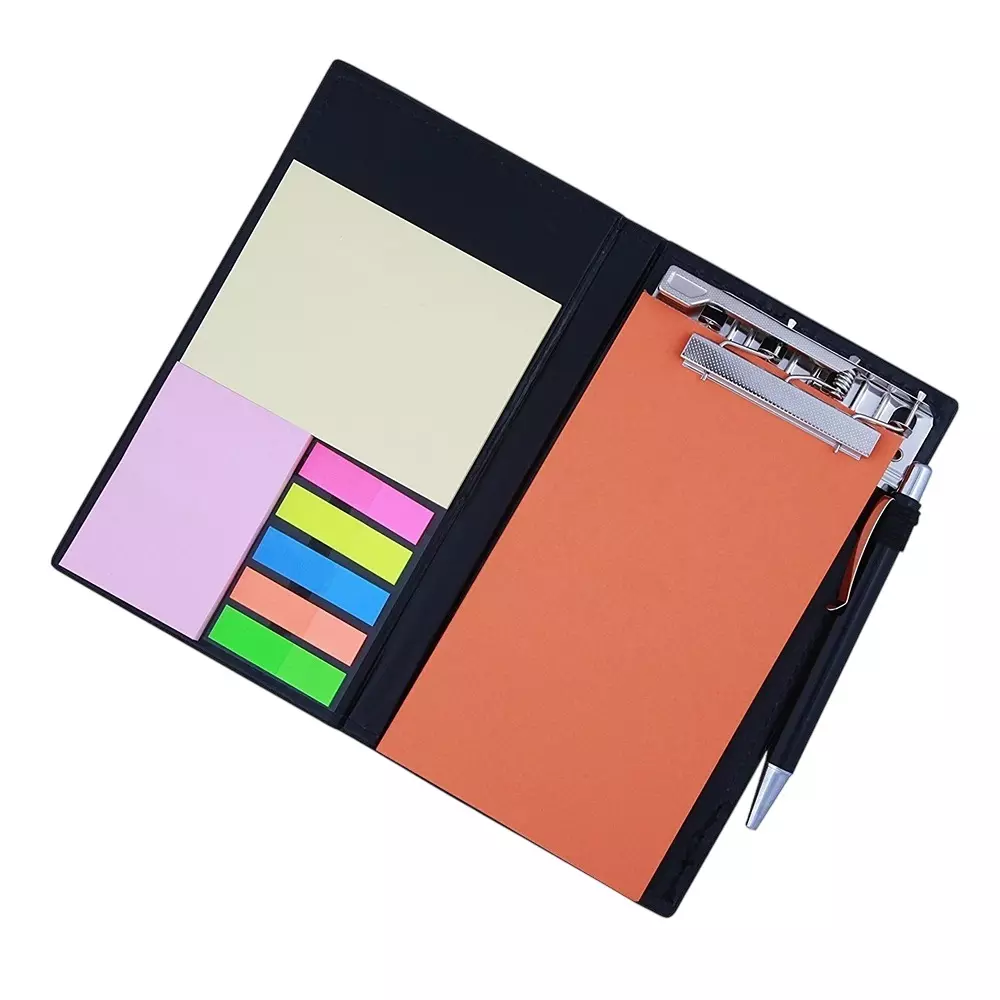 COI Memo Note Pad / Memo Note Book With Sticky Notes & Clip Holder 20 Sheets Rectangular Rust