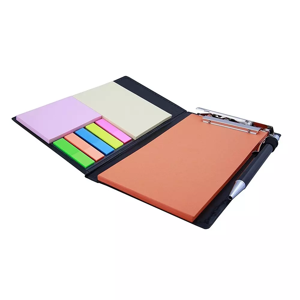 COI Memo Note Pad / Memo Note Book With Sticky Notes & Clip Holder 20 Sheets Rectangular Rust