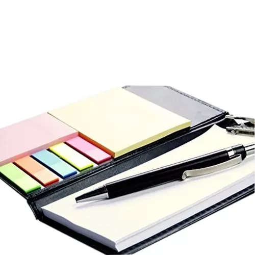 PAPERLLA Memo Note Pad & Note Book With Sticky Notes & Clip Holder 20 Sheet Plain Paper White, C0408A (Set of 5)