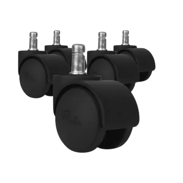 Acko Castors Pin Wheel Caster 50 mm Diameter Black Nylon & PVC Material for Chair, (Pack of 5 Pcs)