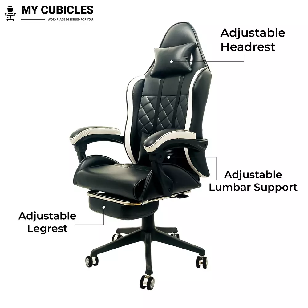 MY CUBICLES Apex Dominator Gaming Chair High Back Nylon Base Leatherette Black, MC0079