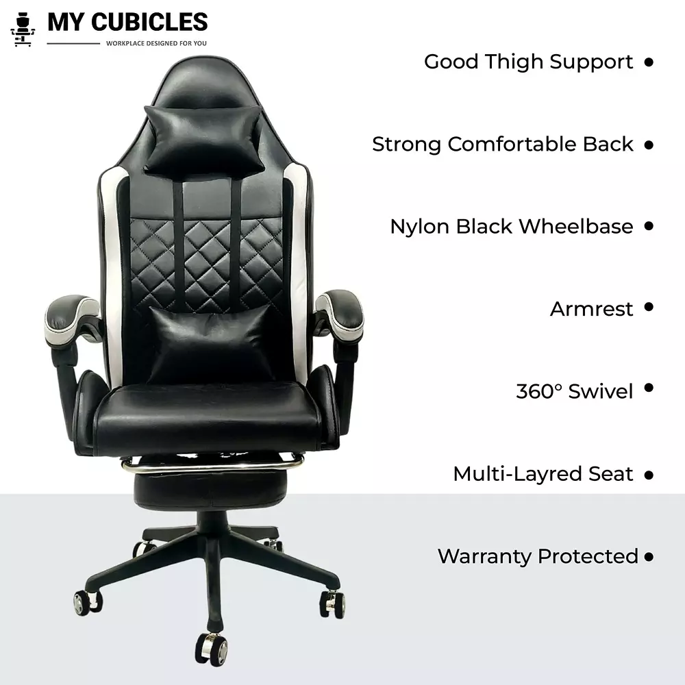 MY CUBICLES Apex Dominator Gaming Chair High Back Nylon Base Leatherette Black, MC0079