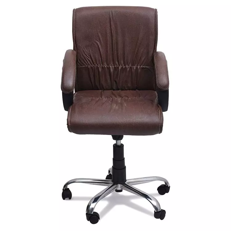 Ib basics Dark Bown Leatherette Lavazi Low Back Home Office Desk Chair