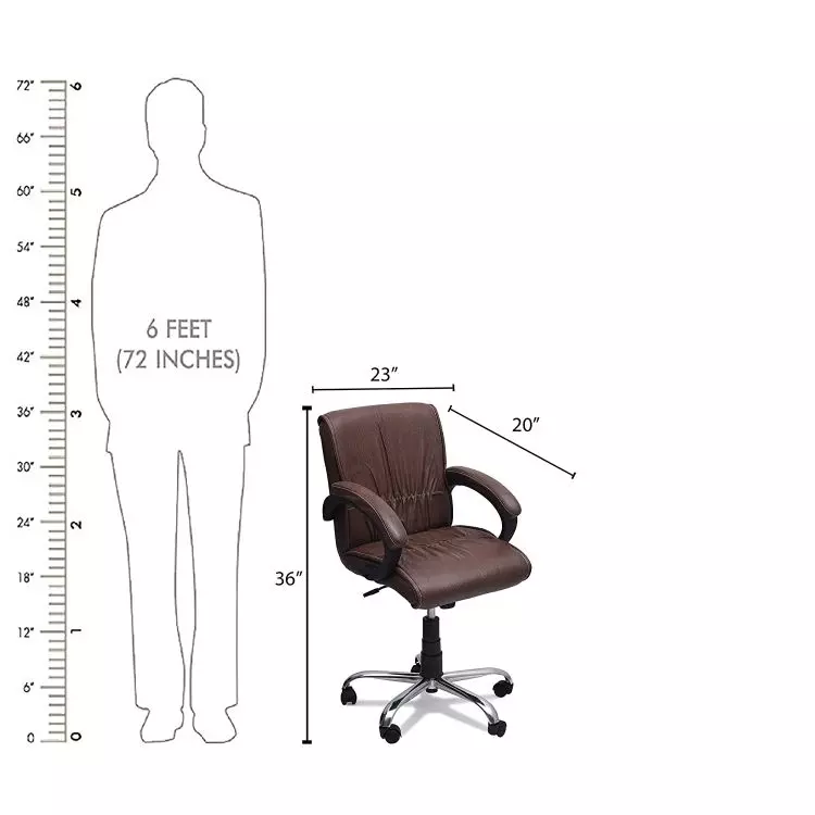 Ib basics Dark Bown Leatherette Lavazi Low Back Home Office Desk Chair