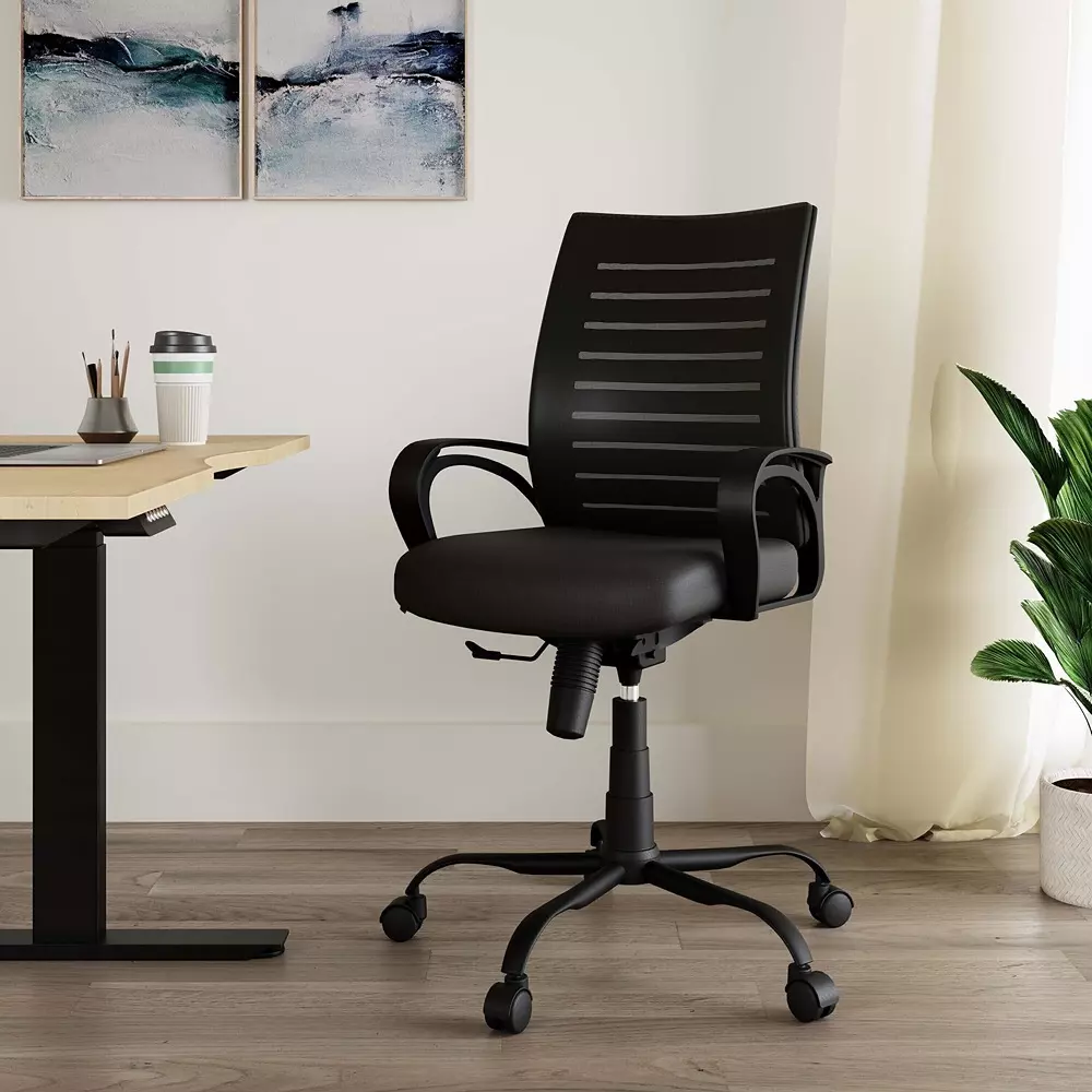 VISION SEATING Mid Back Office Chair Mesh Black, IFA-Diego-Black-MB (Pack of 2)