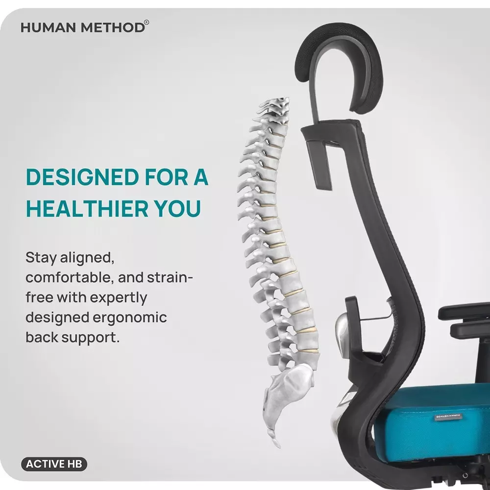 HUMAN METHOD ACTIVE Series Premium Revolving Executive Office Chair Ergonomic High Back Cyan, HMAX01-EL06