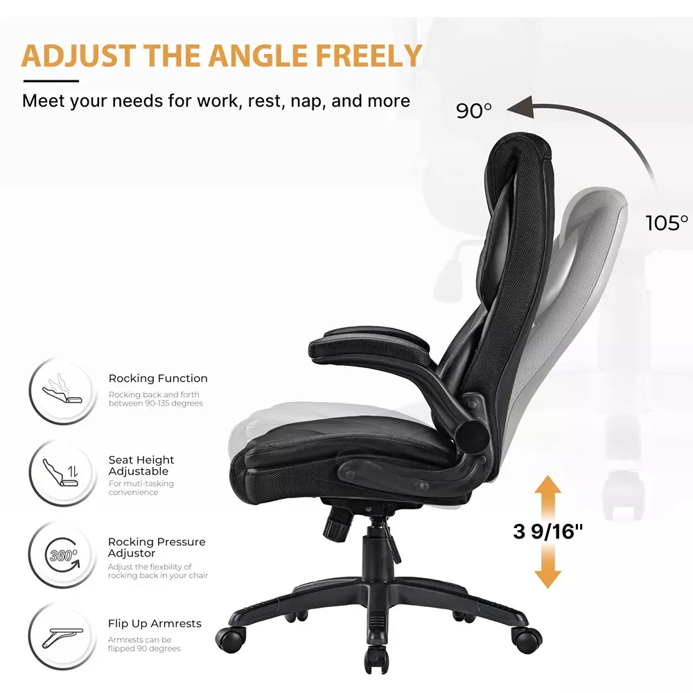 CHAIRTECH Office Executive Chair Leatherette Black for Office & Professional Use