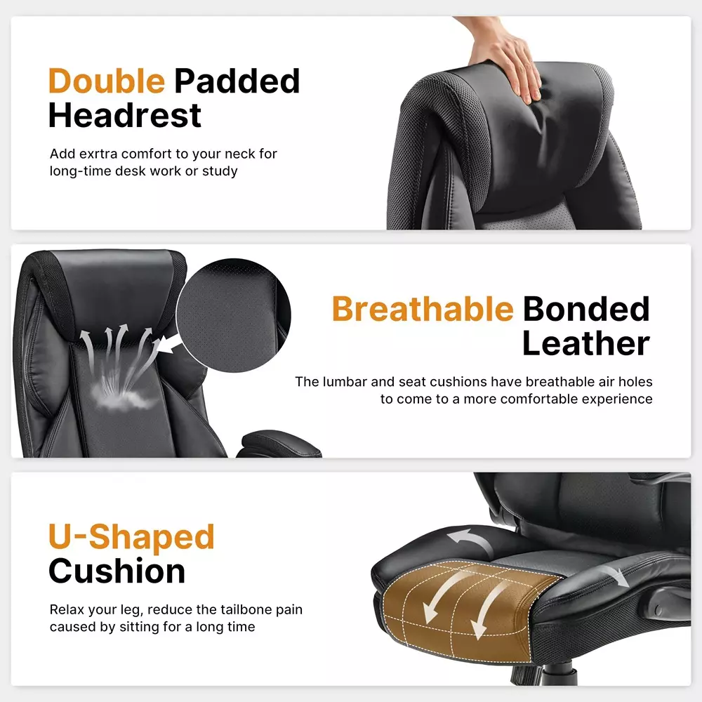 CHAIRTECH Office Executive Chair Leatherette Black for Office & Professional Use