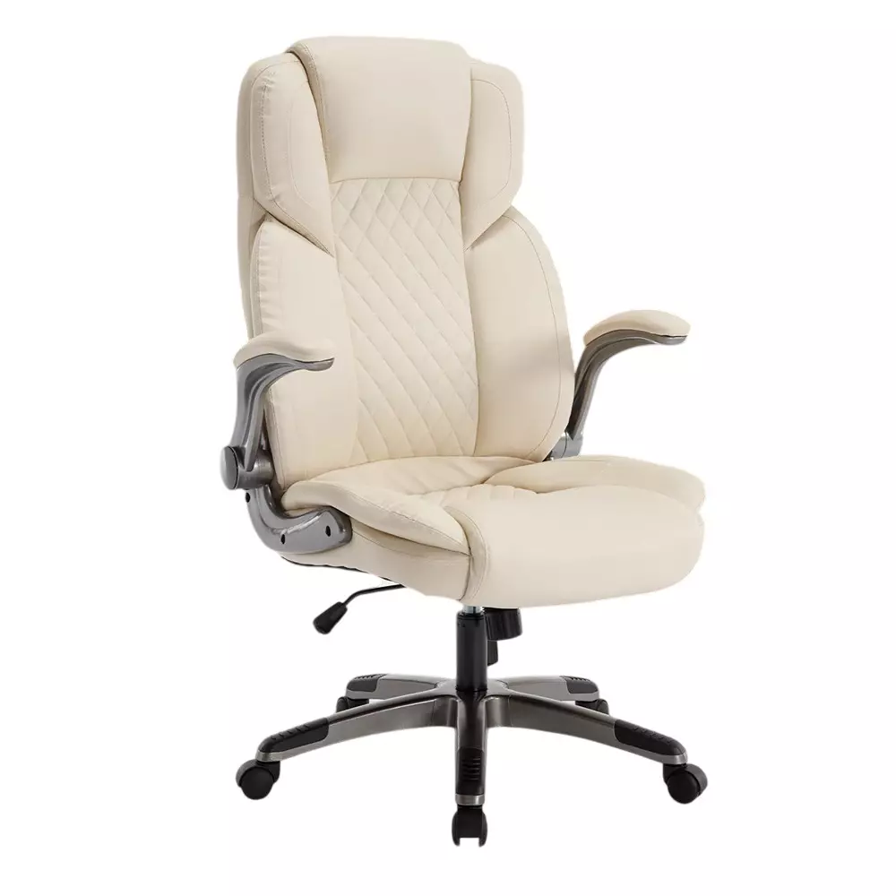 CHAIRTECH Adjustable Arm Office Chair Leatherette Beige for Office & Professional Use