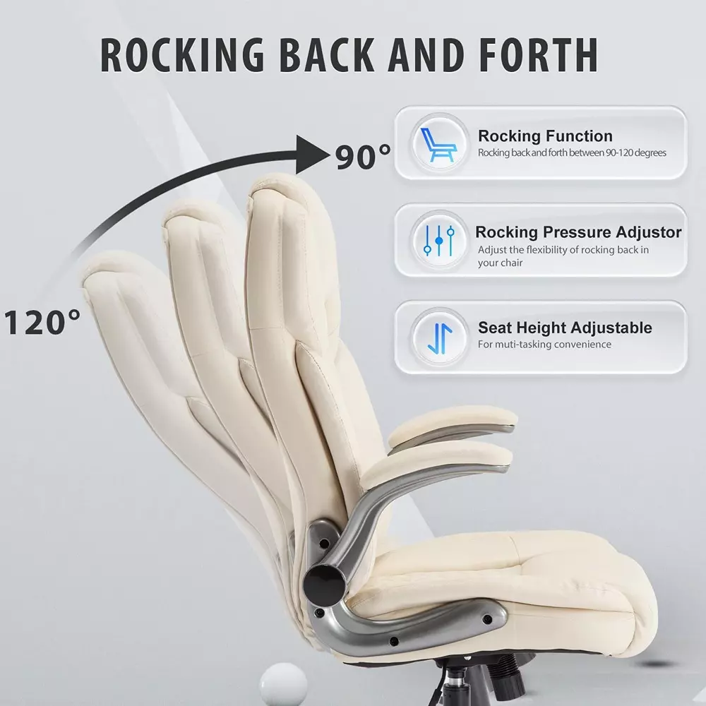CHAIRTECH Adjustable Arm Office Chair Leatherette Beige for Office & Professional Use