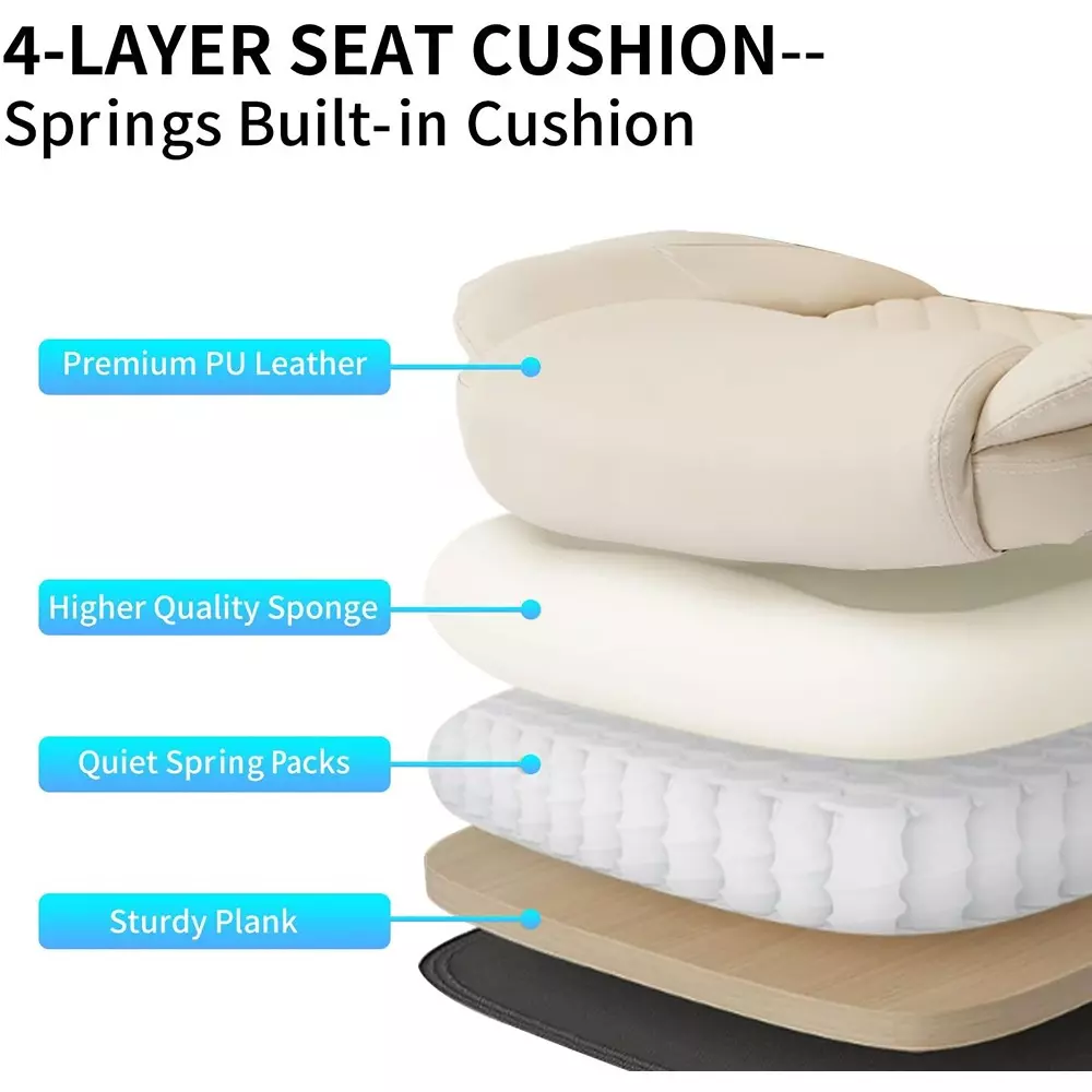 CHAIRTECH Adjustable Arm Office Chair Leatherette Beige for Office & Professional Use