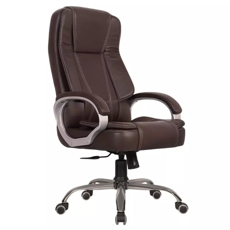 CHAIRTECH High Back Office Executive Chair Leatherette Brown & Silver for Office & Professional Use