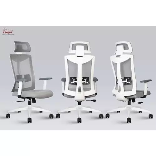 Rose Henley Ergonomic Office Chair ‎High Back White & Grey India