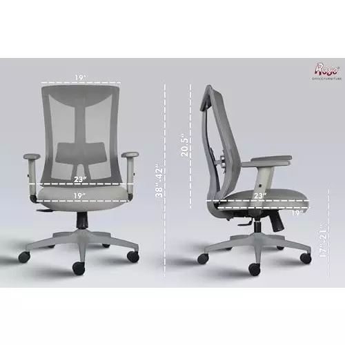 Rose Henley Ergonomic Office Chair Mid Back Grey India