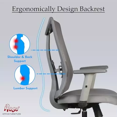 Rose Henley Ergonomic Office Chair Mid Back Grey India