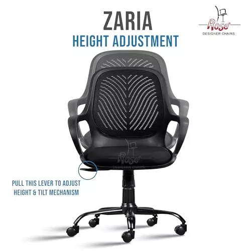 Rose Zaria Ergonomic Office Chair Mid Back Charcoal Black India