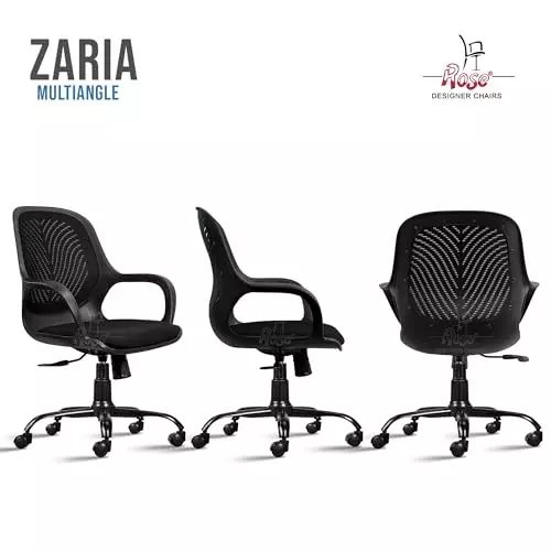 Rose Zaria Ergonomic Office Chair Mid Back Charcoal Black India