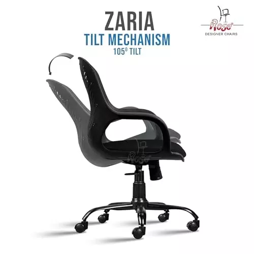 Rose Zaria Ergonomic Office Chair Mid Back Charcoal Black India