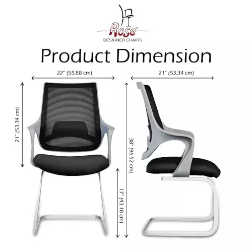 Rose Mono Visitor Chair with Metal Stand Mid Back Grey & Black India