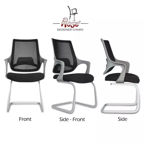 Rose Mono Visitor Chair with Metal Stand Mid Back Grey & Black India