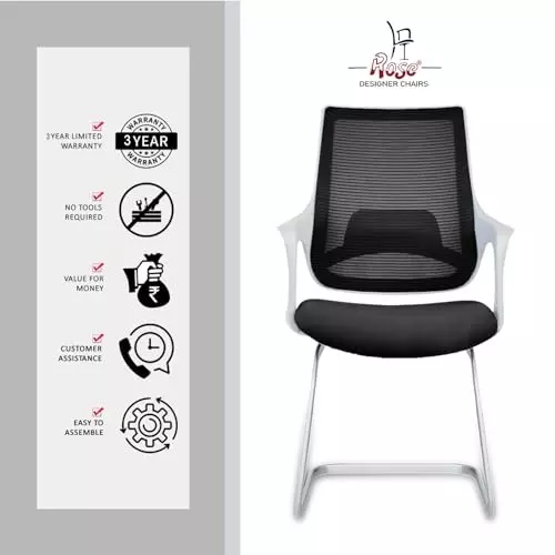 Rose Mono Visitor Chair with Metal Stand Mid Back Grey & Black India
