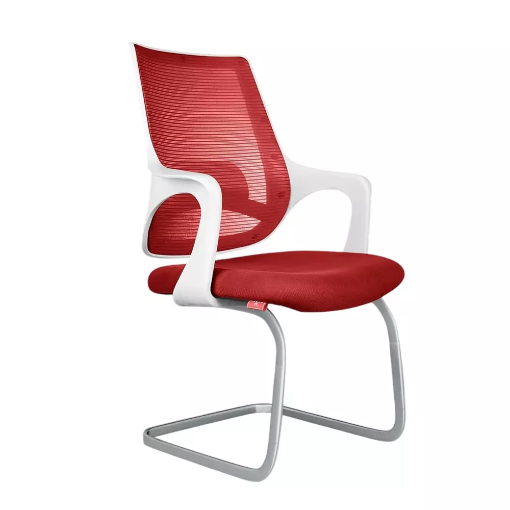 Rose Mono Visitor Chair with Metal Stand Mid Back White & Red India