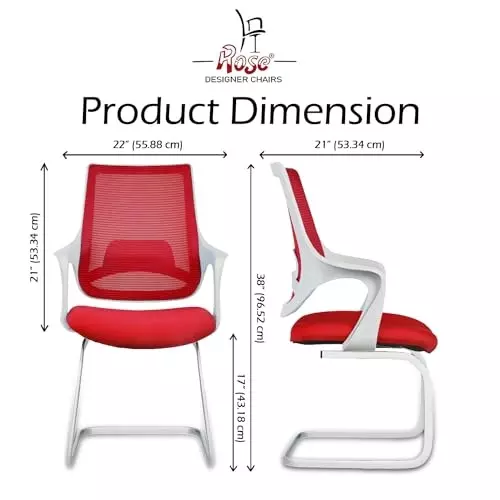 Rose Mono Visitor Chair with Metal Stand Mid Back White & Red India