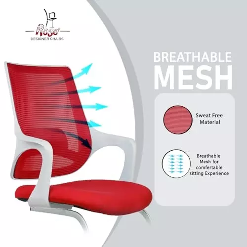 Rose Mono Visitor Chair with Metal Stand Mid Back White & Red India