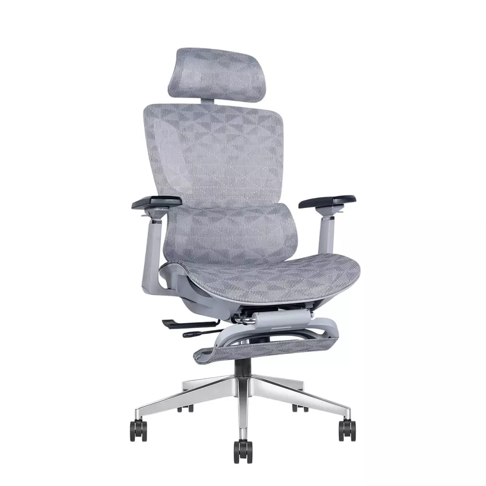 Rose  Ergonomic Office Chair With Footrest 120 Kg Weight Capacity Grey