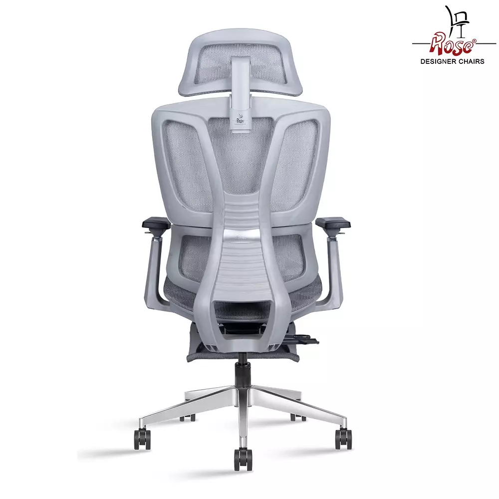 Rose  Ergonomic Office Chair With Footrest 120 Kg Weight Capacity Grey