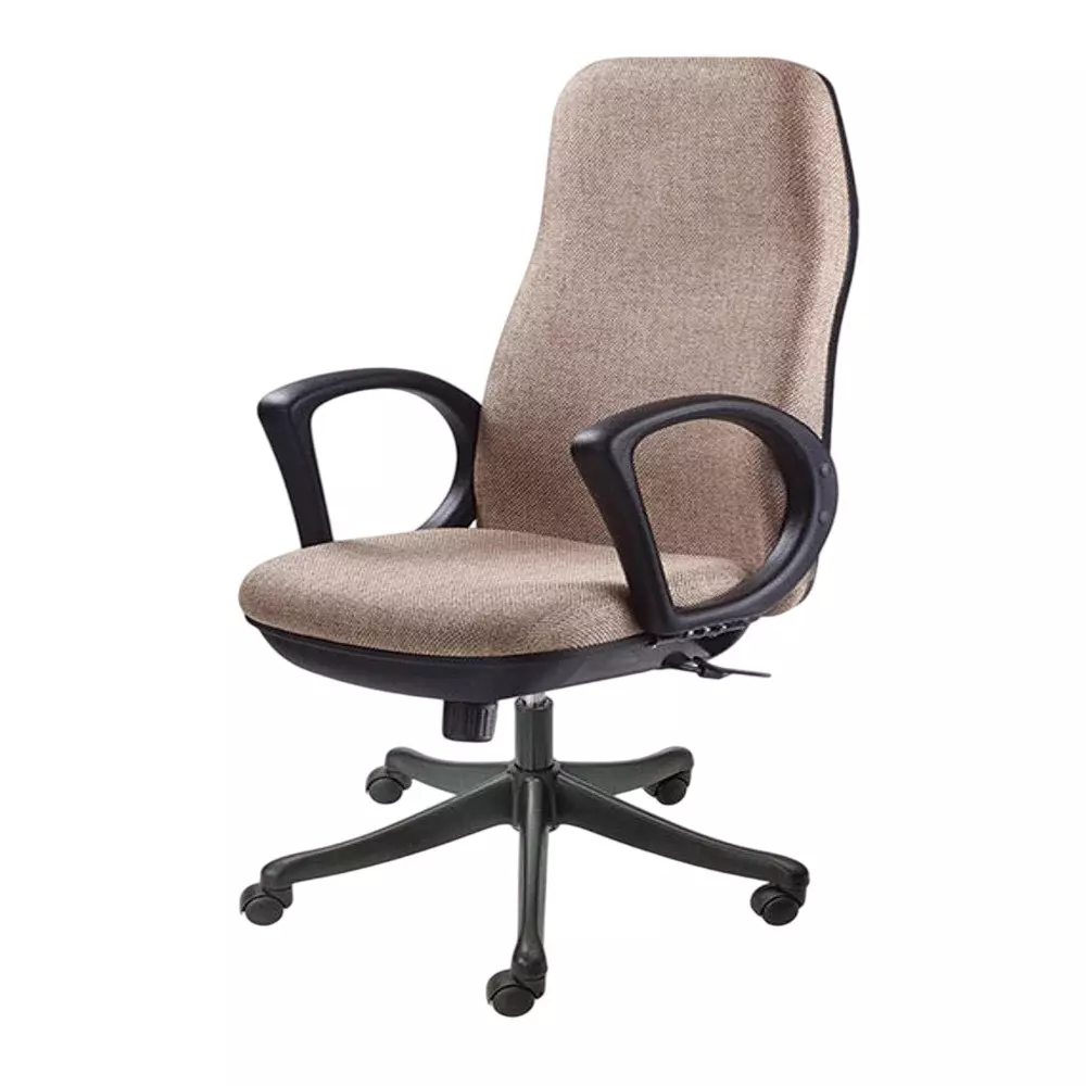 SAHANI Medium Back Revolving Office Chair Fabric Arm Rest Brown, SSF-05